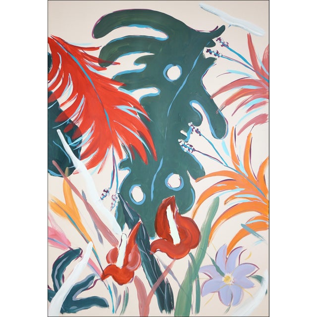 2026, Botanic Painting Triptych, Illustration Style Garden, Tropical Abundance, Acrylic Paint on Watercolor Paper For Sale In Miami - Image 6 of 11