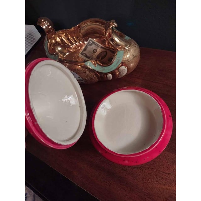 Vintage Hollywood Regency Red Speckled Ceramic Lidded Art Pottery Jar For Sale - Image 4 of 6