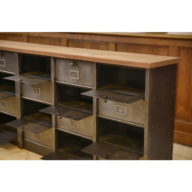 Six-Column Filing Cabinet with Oak Top by Strafor, 1950s For Sale - Image 6 of 16