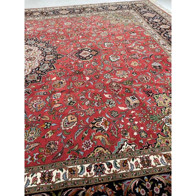 1950's 1m Knots, Fine Silk Highlights With Royal Bird Motifs Rug - 9 7 X 13 6 For Sale In Milwaukee - Image 6 of 13