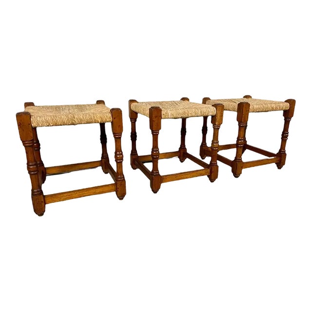 Antique Rustic Wild Cherrywood Stools For Sale