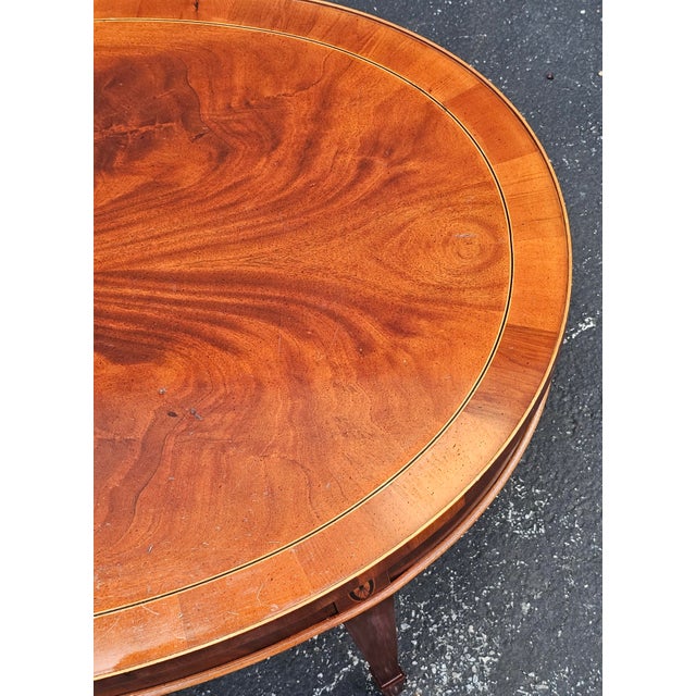 Hekman Copley Place Mahogany and Yew Inlaid Oval Coffee Table For Sale - Image 12 of 12