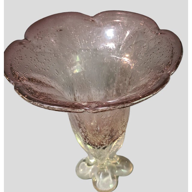 Venetian Murano Style Art Glass Amethyst Purple Vase Measuring 9.5'' High 8.25'' Wide 4'' At Base. Good condition, please...