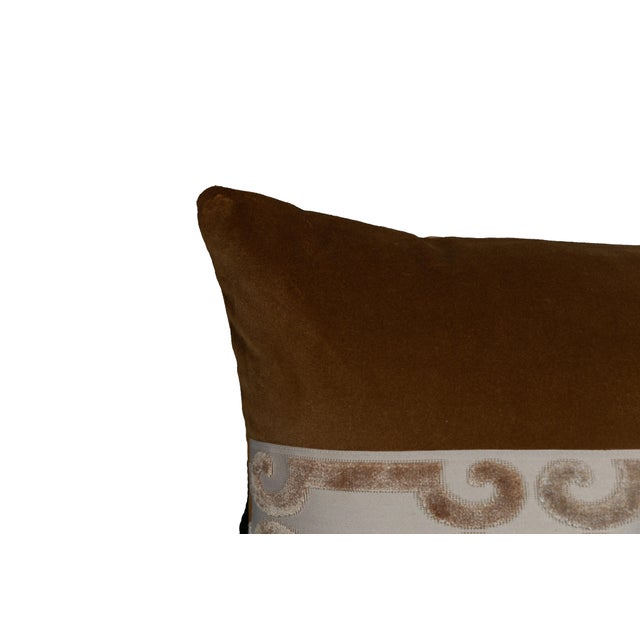 Traditional Designer Coffee Velvet Large Lumbar Pillow Cover 15x31 For Sale - Image 3 of 5