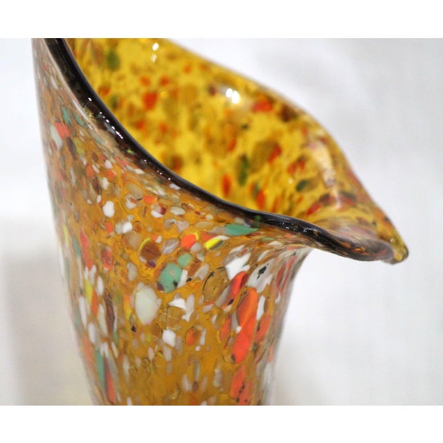 Mid-Century Modern Vintage Murano Amber Glass 'End of Day' Turkey Cornucopia Vase For Sale - Image 3 of 13