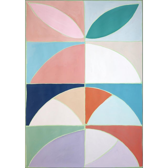 2020s 2026, Color Field Bauhaus Triptych of Modernist Floral Axis, Modern Painting on Watercolor Paper by Natalia Roman For Sale - Image 5 of 11