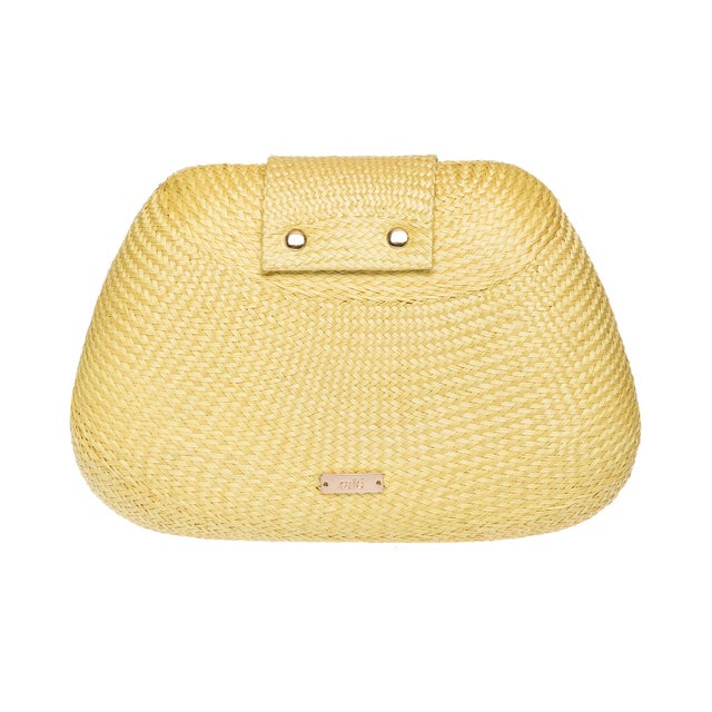 Textile Tamu Bean Clutch in Yellow For Sale - Image 7 of 8