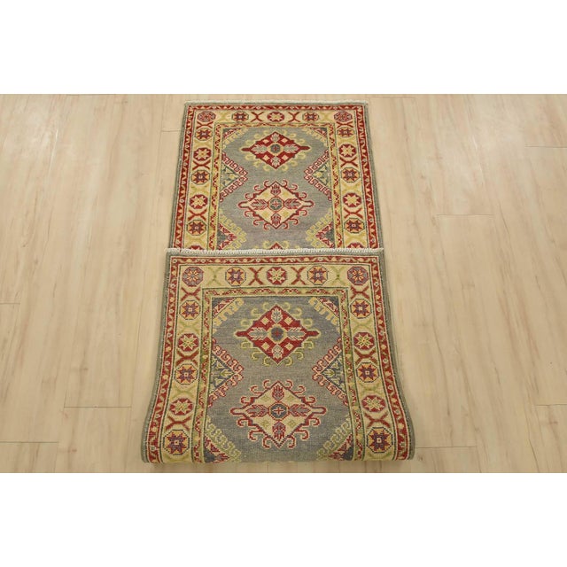 Kazak Runner 2’2” X 6’2” Gray Wool Tribal Hand-Knotted Oriental Rug For Sale - Image 9 of 10