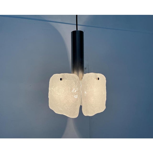 Mid-Century Metal and Ice Glass Model Bernstein Pendant Lamp from Kalmar, 1960s For Sale - Image 9 of 18