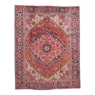 Antique Persian Heriz Rug - 09'03 X 11'09 For Sale