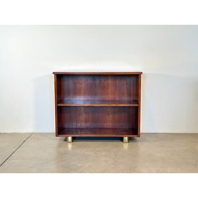 Vintage Walnut and Brass Bookcase, 1950s For Sale - Image 4 of 18