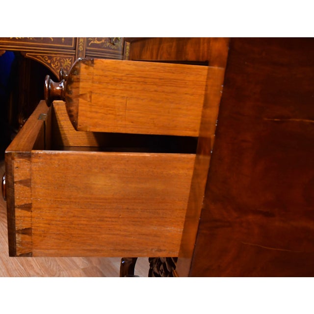 1880s Antique Empire Mahogany Work Table / Side Table For Sale - Image 9 of 12