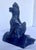 Chinoiserie • Vintage Chinese Cobalt Blue Glazed Figural Architectural Roof Tile Guardian Beast - 8" For Sale - Image 3 of 10