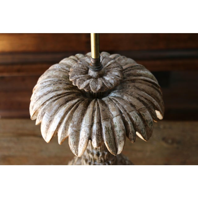 Vintage Italian Carved Wood Pineapple Table Lamps — Pair For Sale In Los Angeles - Image 6 of 18