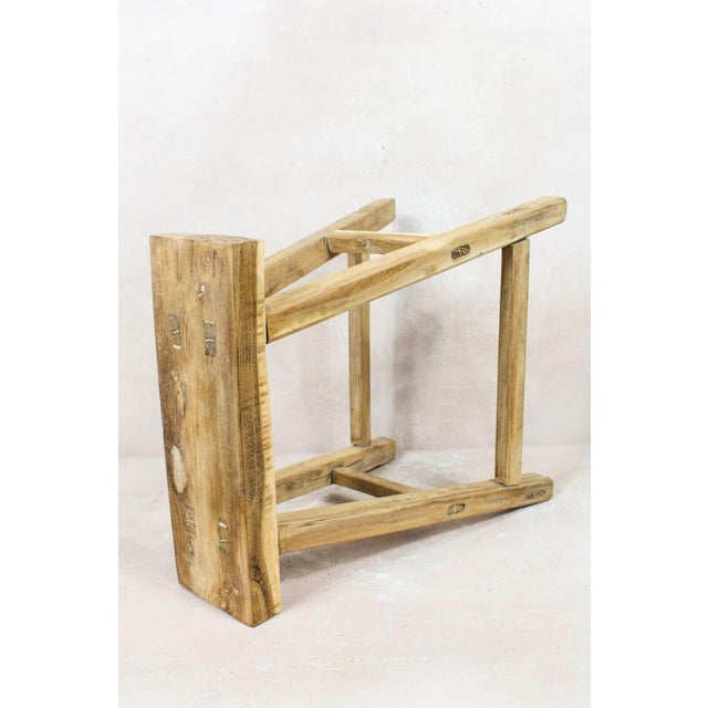 Vintage Rustic Stool in Elm For Sale - Image 4 of 5