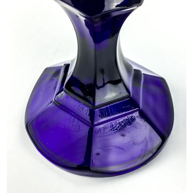 Cobalt Blue Glass Table Top Candle Holders - a Pair For Sale In Portland, ME - Image 6 of 9