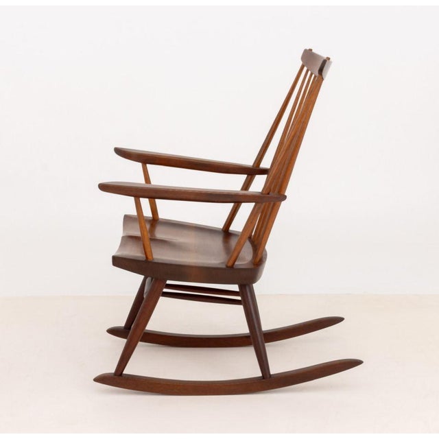 George Nakashima Walnut New Rocking Chair, 1962 For Sale - Image 9 of 11