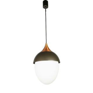 Italian Copper and Glass Pendant Lamp in Brown Metal by Bruno Gatta for Stilnovo, 1960s For Sale