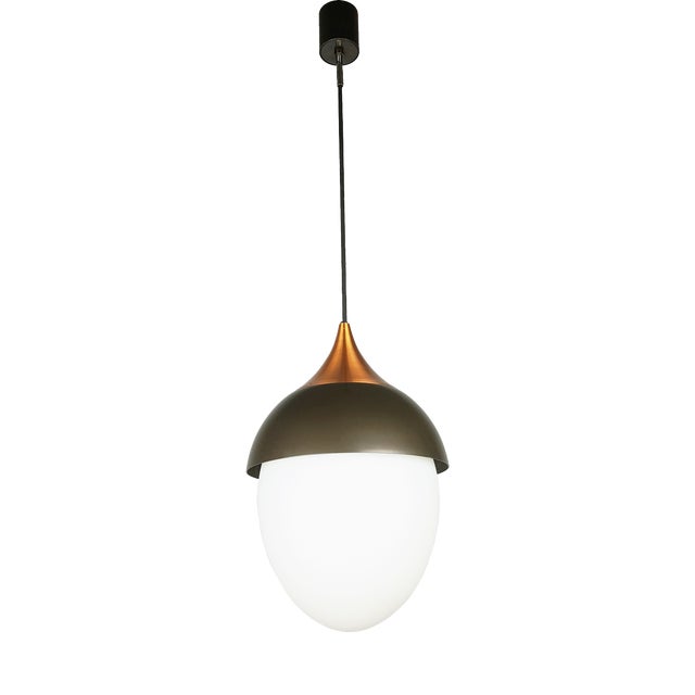 Italian Copper and Glass Pendant Lamp in Brown Metal by Bruno Gatta for Stilnovo, 1960s For Sale