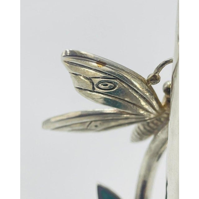 Pair of Emilia Castillo Silver-Plated Candlesticks With Emerald Stone Inlay For Sale - Image 16 of 18