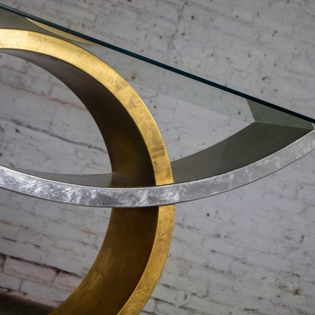 Late 20th Century Art Deco Revival to Postmodern Sofa or Console Table Geometric Gold and Silver Leaf Base For Sale - Image 17 of 18