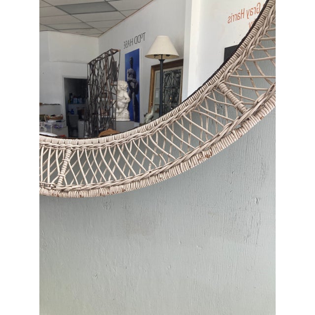 Wicker and Rattan Round Mirror 1950 For Sale - Image 10 of 12