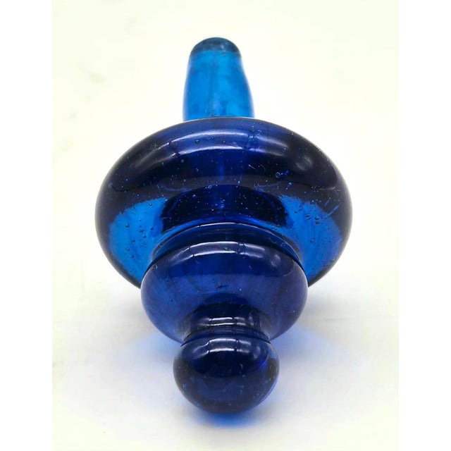 Glass Mid 20th Century Cobalt Blue Bottle Stopper For Sale - Image 7 of 9