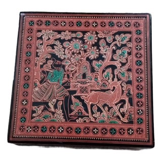 1960s Gorgeous Kotobuki Japan Lacquer Ware Trinket Box For Sale