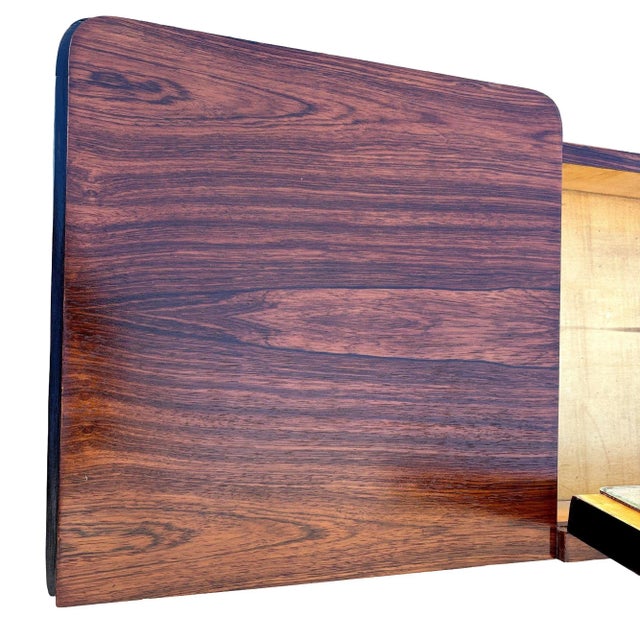 Early 20th Century French Art Deco Flip Top Madagascar Rosewood & Brass Dressing Table Vanity For Sale In Los Angeles - Image 6 of 13