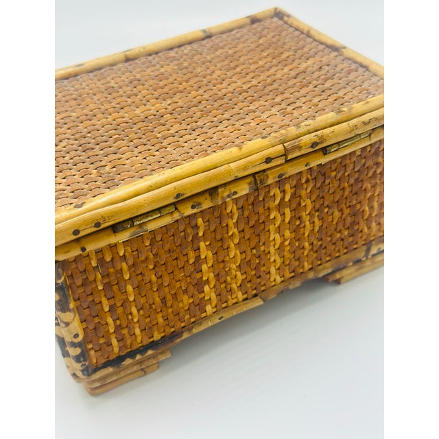 Wood Vintage Bamboo Decorative Box For Sale - Image 7 of 9