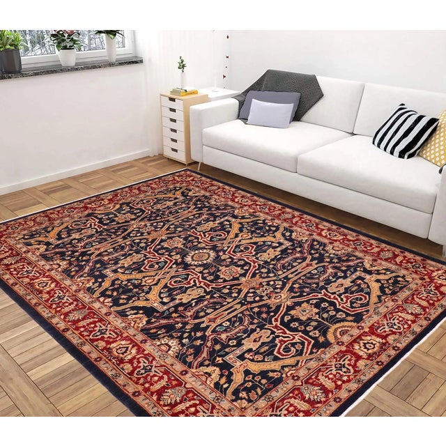 "Enhance the ambiance of your home with this magnificent Persian-influenced Turkish hand-knotted rug made by skilled...