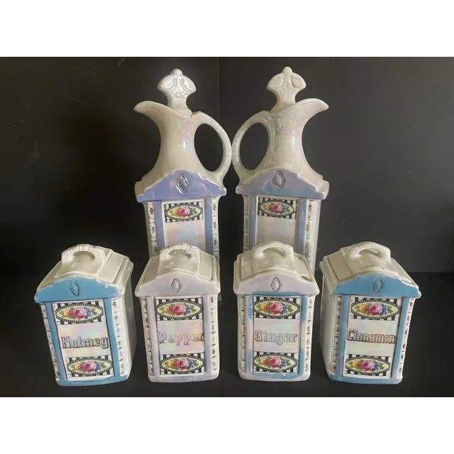 1930s Mepoco Ware German Pottery Kitchen Canisters - Set of 13 For Sale - Image 9 of 13