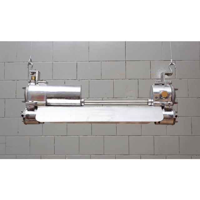 Industrial Polished Aluminium and Glass Pendant, 1970s For Sale - Image 4 of 12