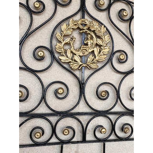 Metal Large Bed in Black and Golden Iron and Bronze, 1890 For Sale - Image 7 of 15