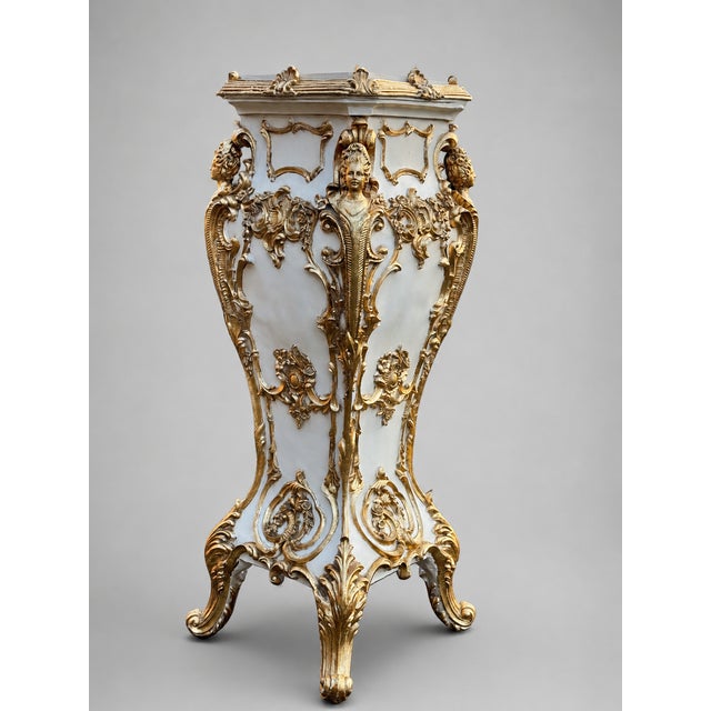 Late 20c Italian Baroque Cream Gold Pedestals - Pair For Sale - Image 13 of 18