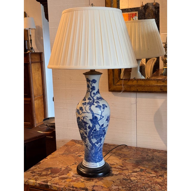Mid 20th Century Chinese Blue and White Porcelain Lamps - a Pair For Sale - Image 6 of 14
