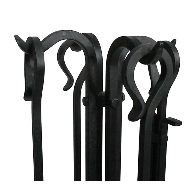 Late 20th Century Hand Forged Iron Fireplace Tool Set- 5 Pieces For Sale - Image 4 of 12