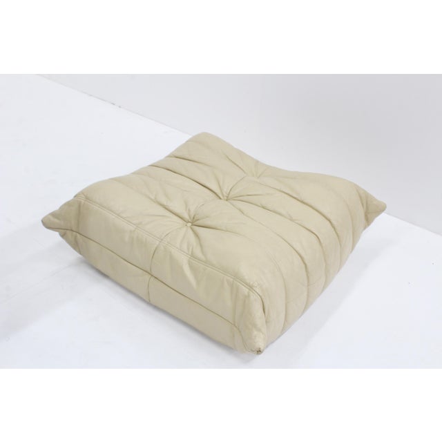 Vintage Togo Ottoman in Beige Leather by Michel Ducaroy for Ligne Roset, 1990s For Sale - Image 11 of 11