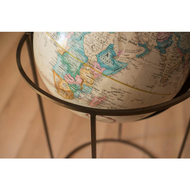Brass Mid Century 1970s Rotating Replogle 16" World Globe With Brass Floor Stand For Sale - Image 8 of 10