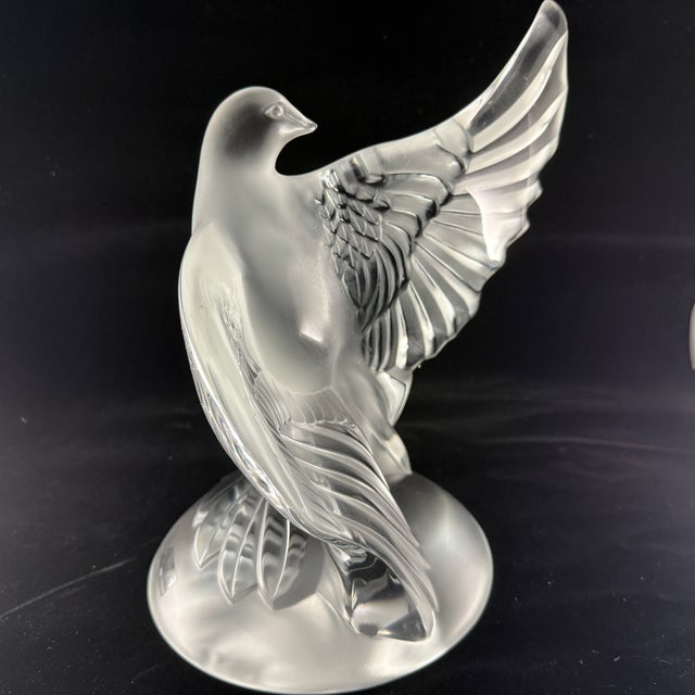 1990s Lalique ‘Dea’ Dove Large Sculpture French Crystal Sculpture France Signed For Sale - Image 9 of 10