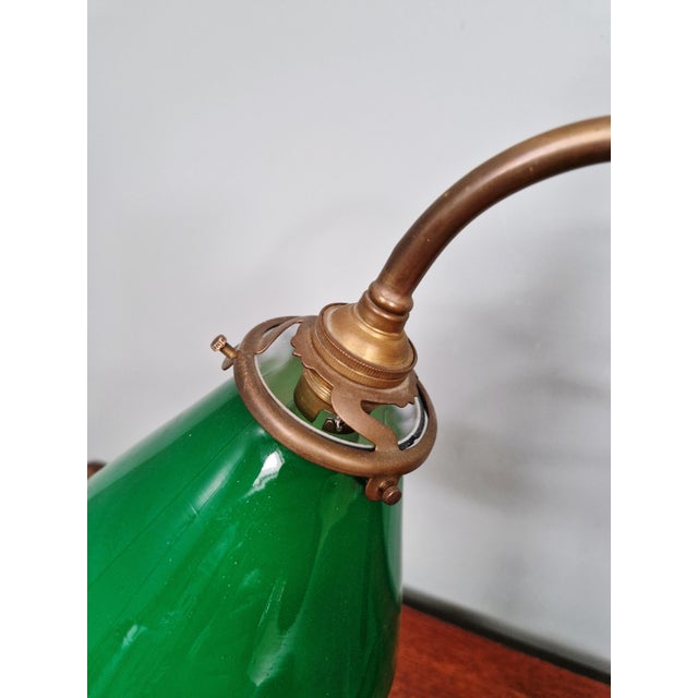 Conical Desk Lamp in Bronze and Green Opaline Glass, 1920s For Sale - Image 17 of 18