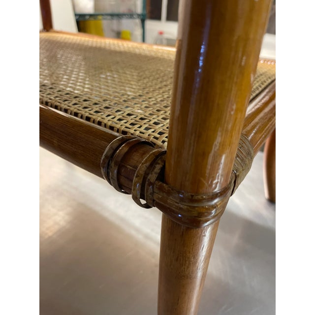 Wood Pair of 1970s Mid-Century Modern Rattan & Cane End Tables With White Laminate Tops For Sale - Image 7 of 10
