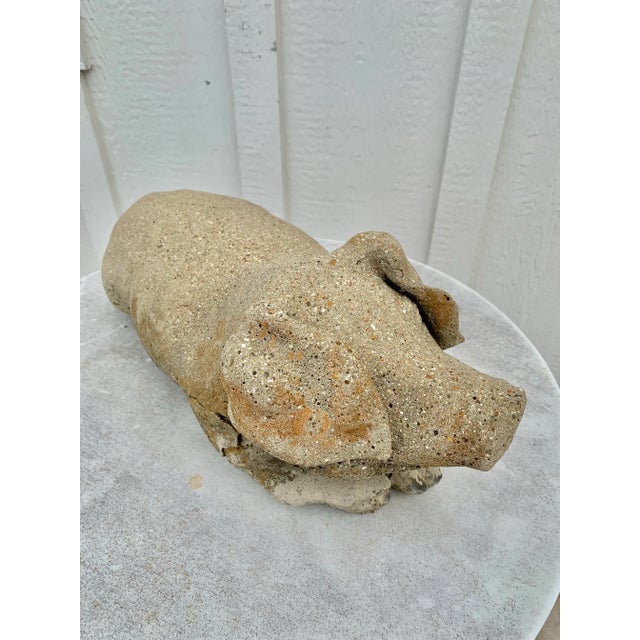 20th Century Vintage Concrete Garden Pig Statue For Sale - Image 12 of 12