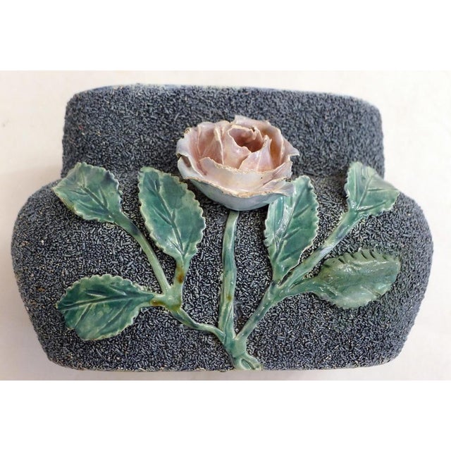 Ceramic Small Antique Earthenware Planter with Rose Decoration, 1890s For Sale - Image 7 of 12