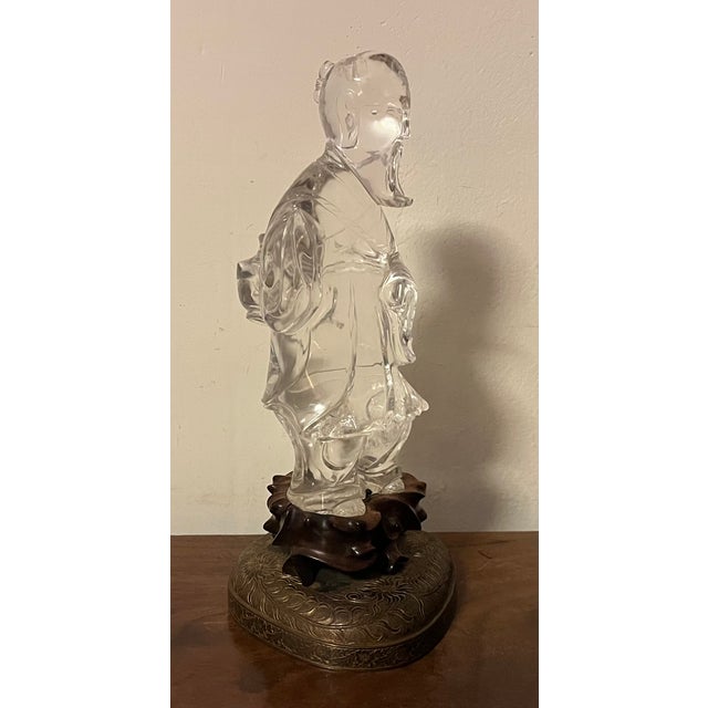 Antique Chinese Carved Rock Crystal Figure of an Immortal For Sale - Image 14 of 18