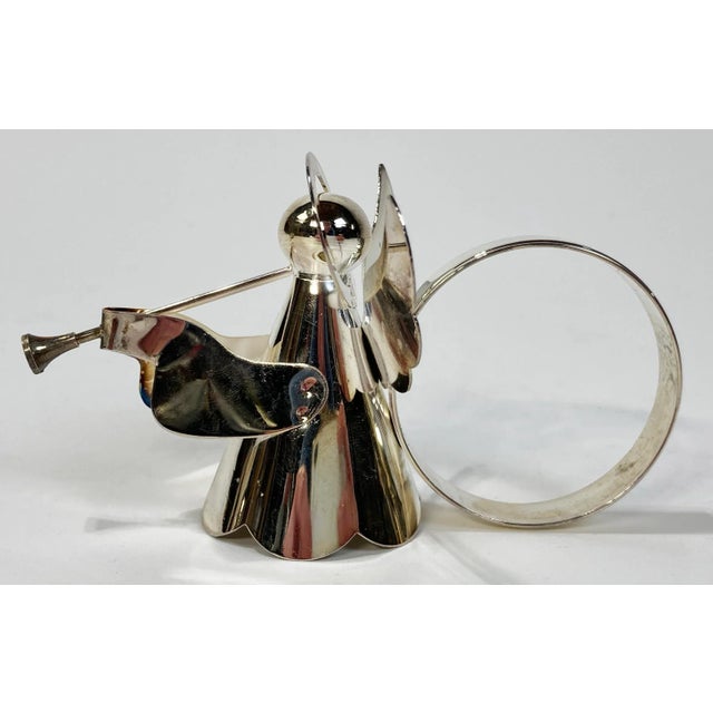 Late 20th Century Vintage Silver Plate Angel Napkin Rings, Set of 5 For Sale - Image 5 of 9