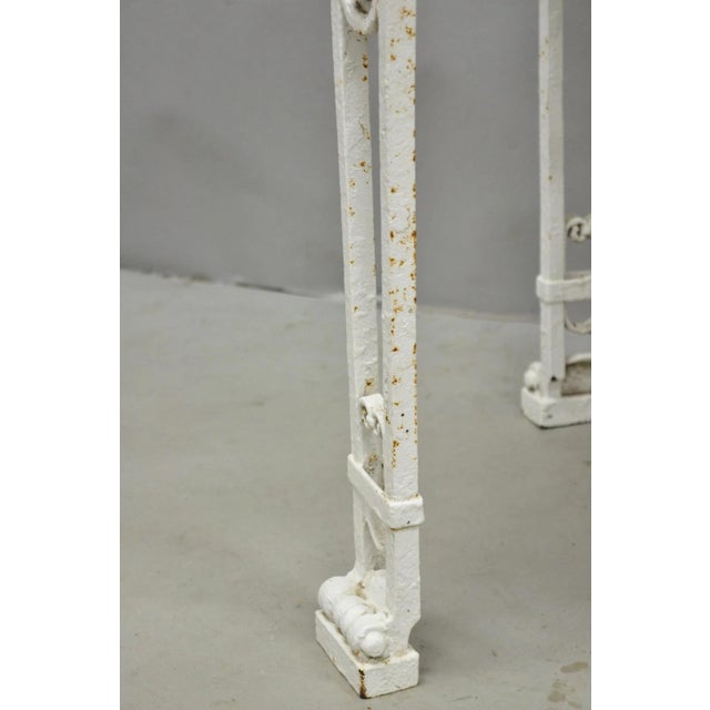 White Antique Gothic Renaissance Wrought Iron Stretcher Base Potting Side Table (B) For Sale - Image 8 of 17