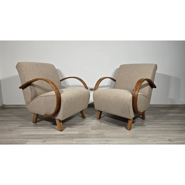 Art Deco Lounge Chairs by Jindřich Halabala, 1950s, Set of 2 For Sale - Image 9 of 11