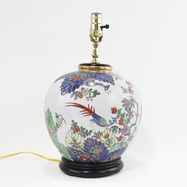 Pair of Chinese Famille Verte Porcelain Peacock Ginger Jar Table Lamps For Sale In New York - Image 6 of 11
