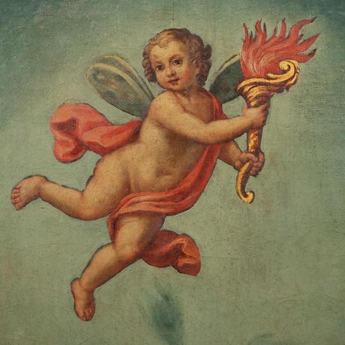 Italian Artist, Large Allegorical Overdoor Painting, Oil on Canvas For Sale - Image 4 of 11